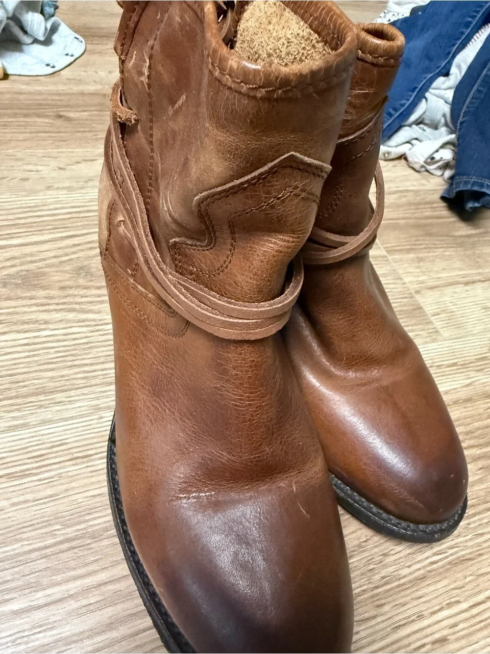 Freebird by Steven Brown Leather Ankle Boots with Wrap Laces